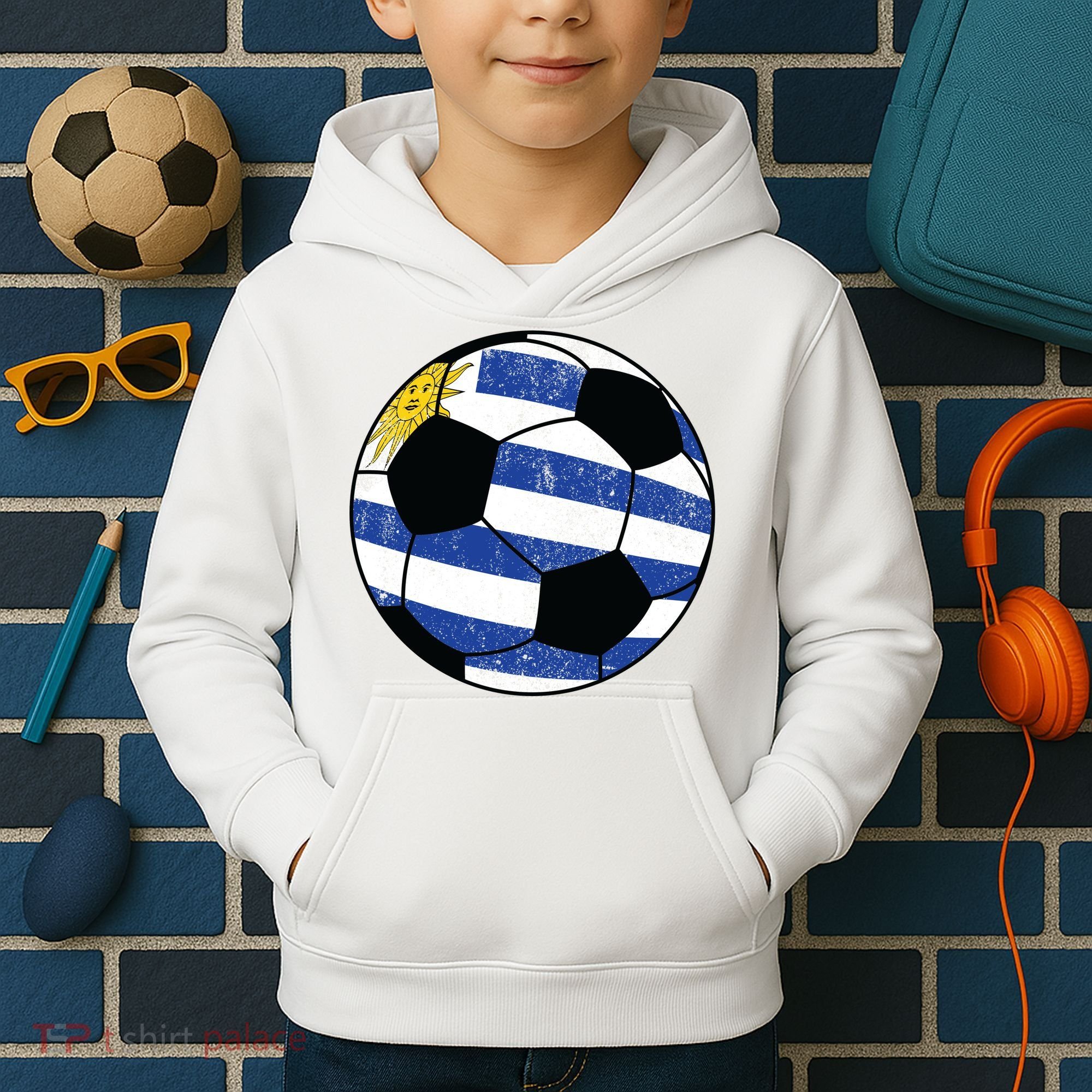 Uruguay soccer ball Kids Hoodie