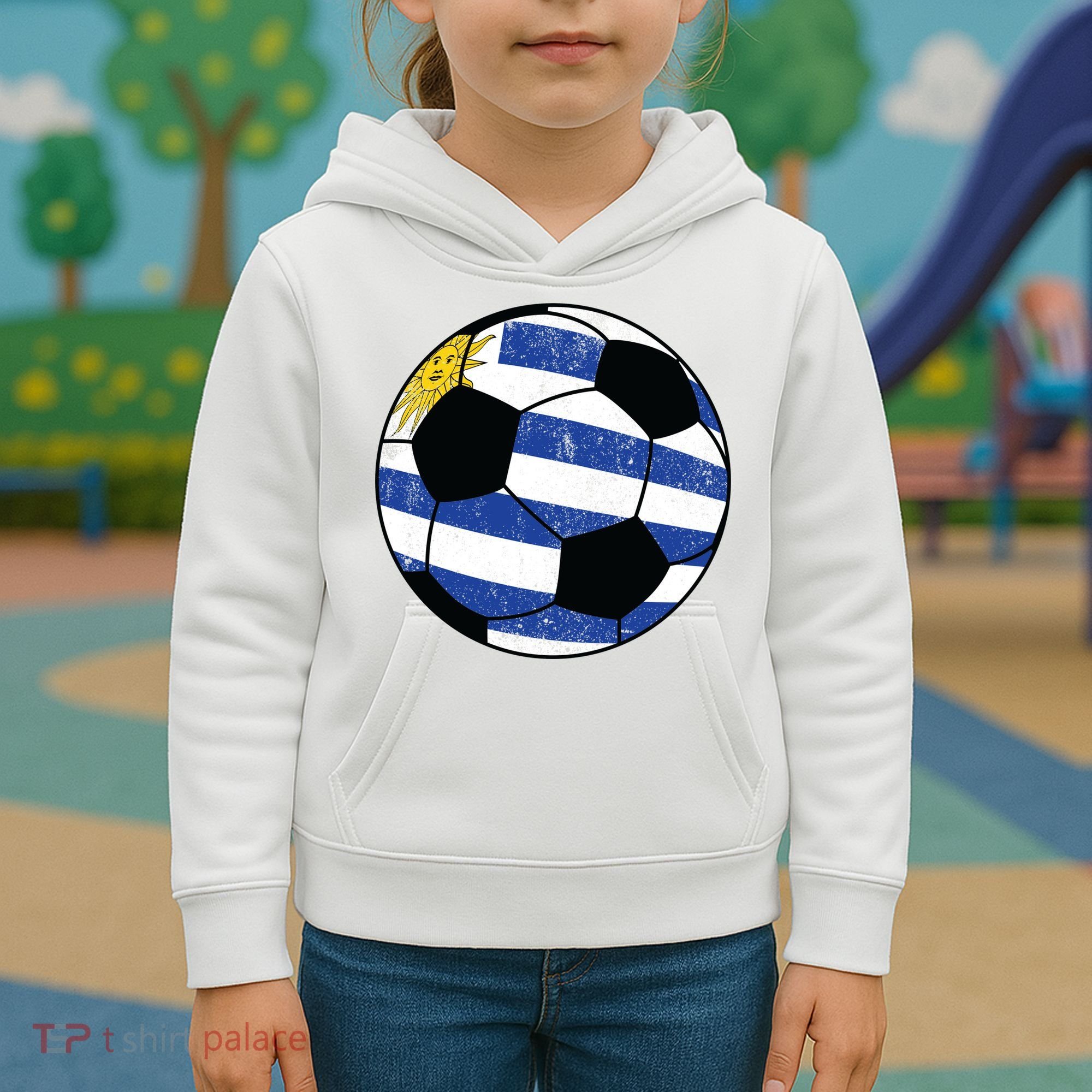 Uruguay soccer ball Kids Hoodie