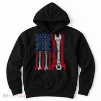 USA Red White Blue American Flag Mechanic Hoodie thumb 0