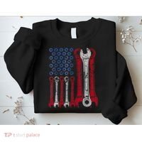 USA Red White Blue American Flag Mechanic Sweatshirt thumb 2