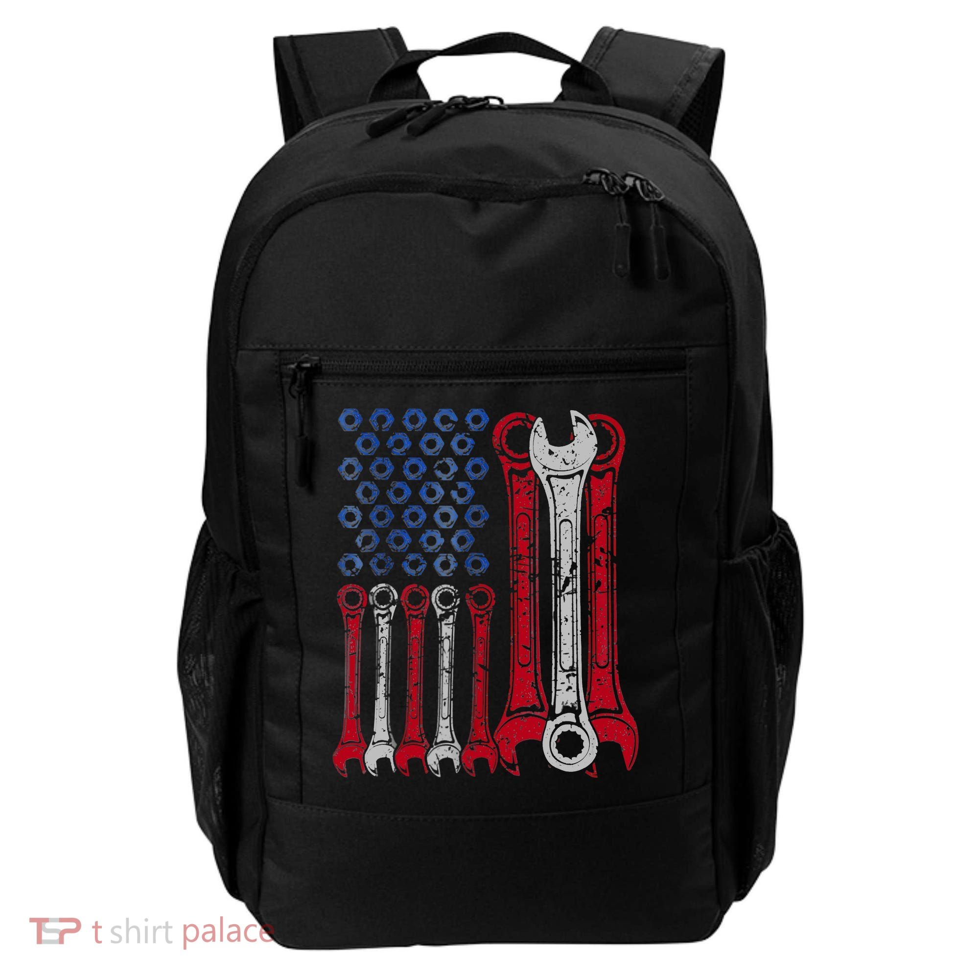 USA Red White Blue American Flag Mechanic Backpack