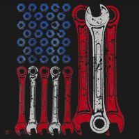USA Red White Blue American Flag Mechanic Women's Hoodie thumb 2