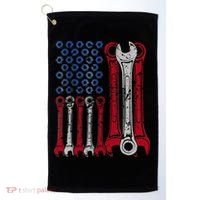 USA Red White Blue American Flag Mechanic Golf Towel thumb 0