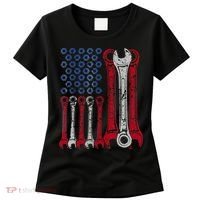 USA Red White Blue American Flag Mechanic Women's T-Shirt thumb 0