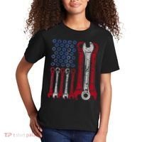 USA Red White Blue American Flag Mechanic Kids T-Shirt thumb 2