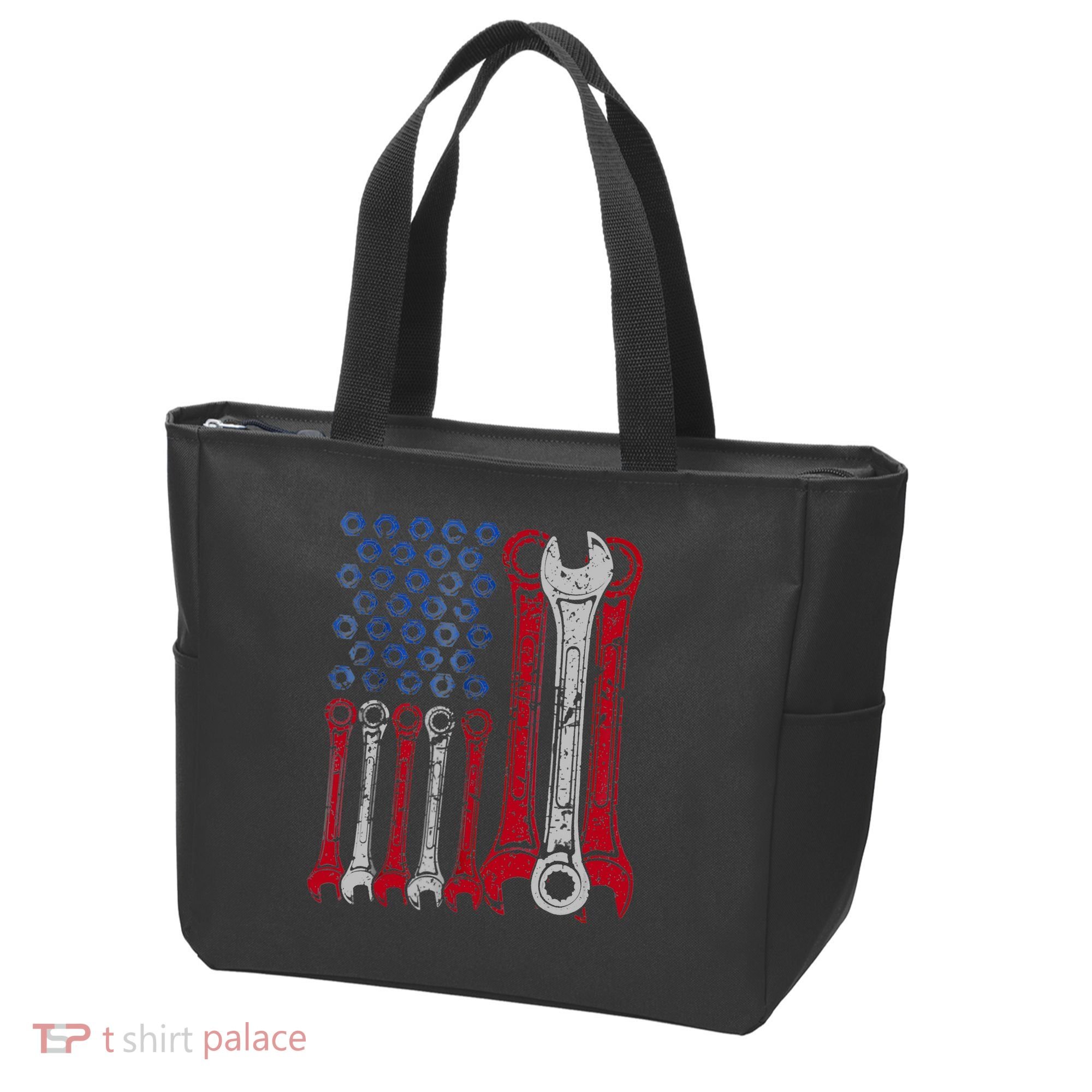 USA Red White Blue American Flag Mechanic Tote Bag