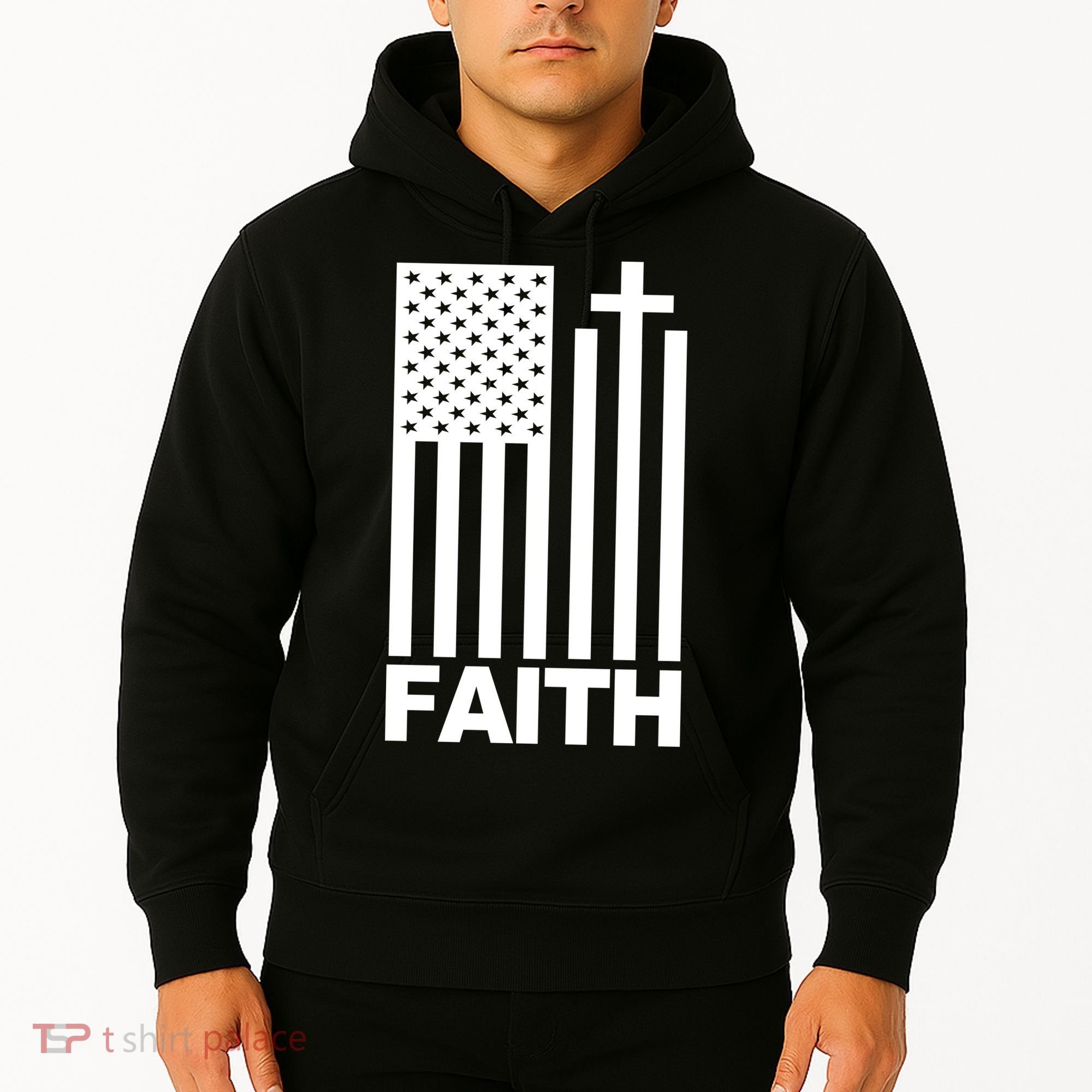US Christian Cross Flag Faith Hoodie