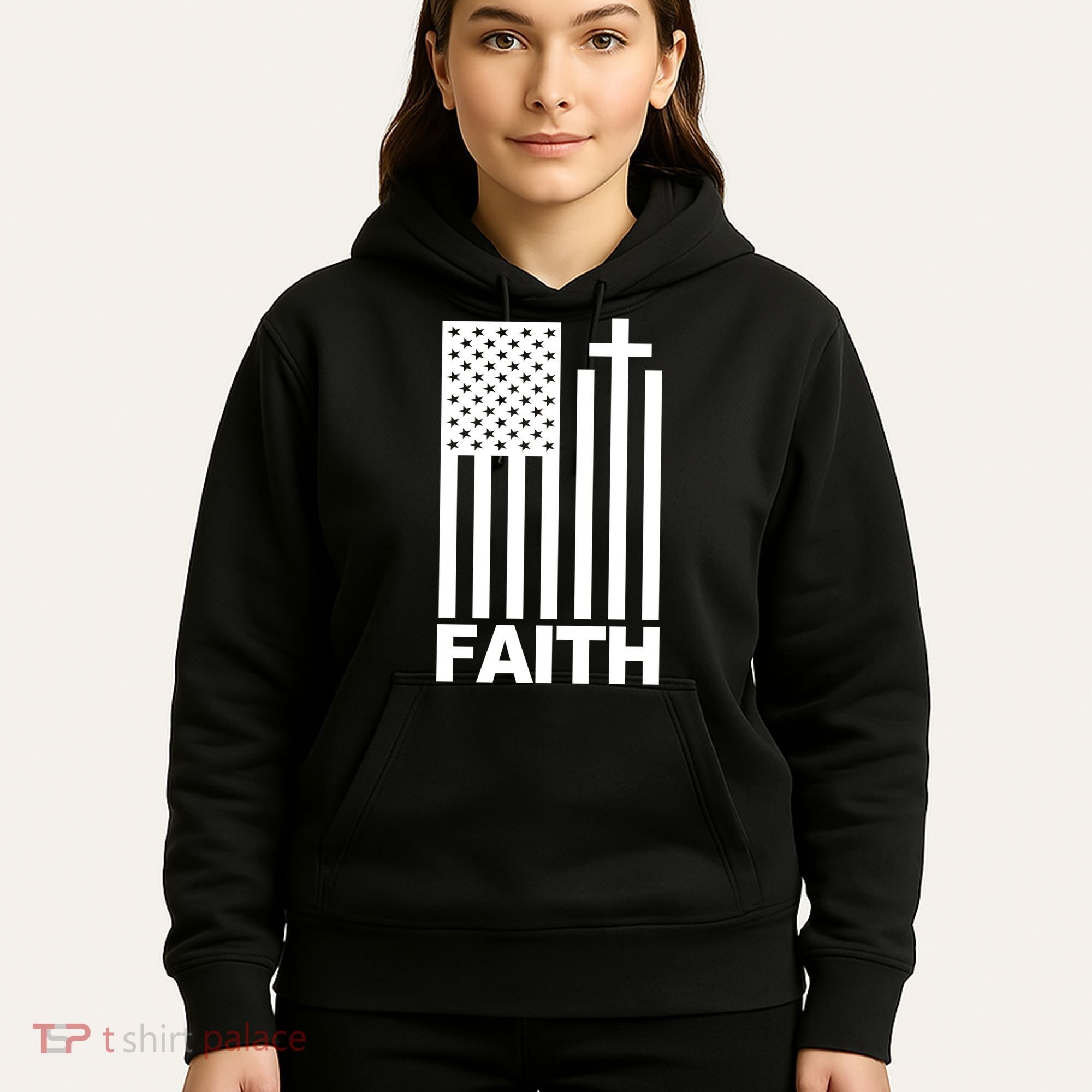 US Christian Cross Flag Faith Hoodie