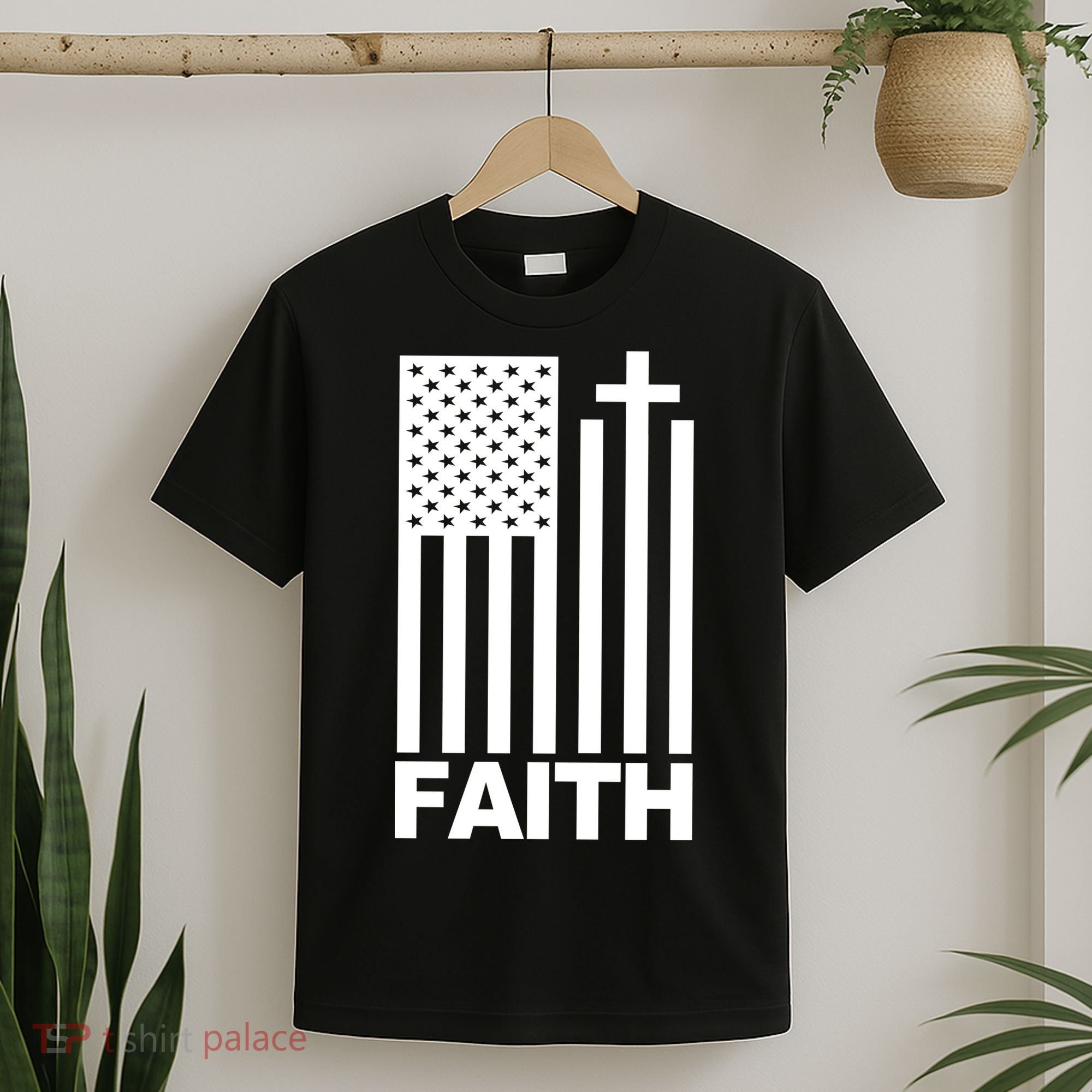 US Christian Cross Flag Faith T-Shirt