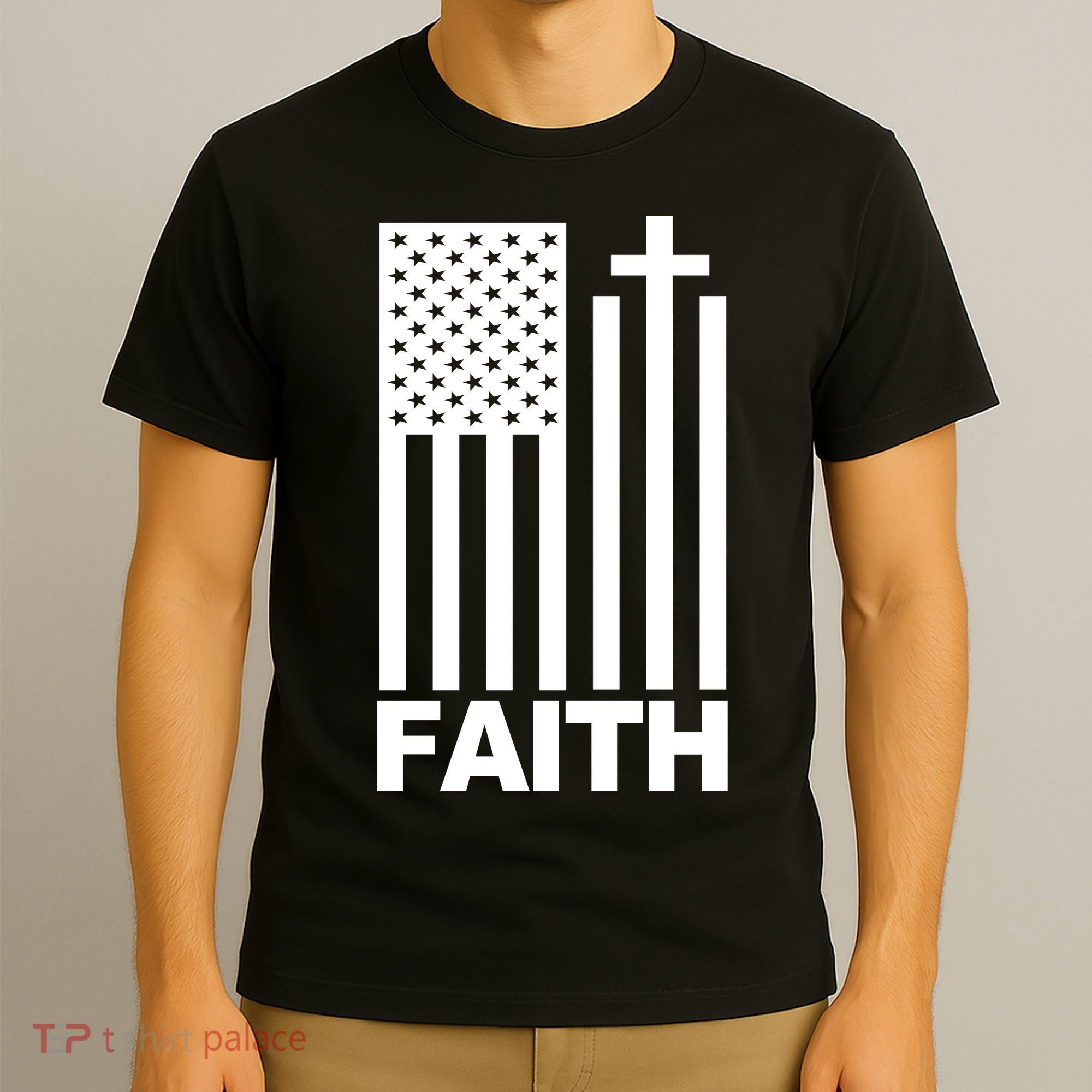 US Christian Cross Flag Faith T-Shirt