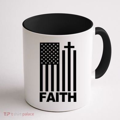 US Christian Cross Flag Faith Coffee Mug back