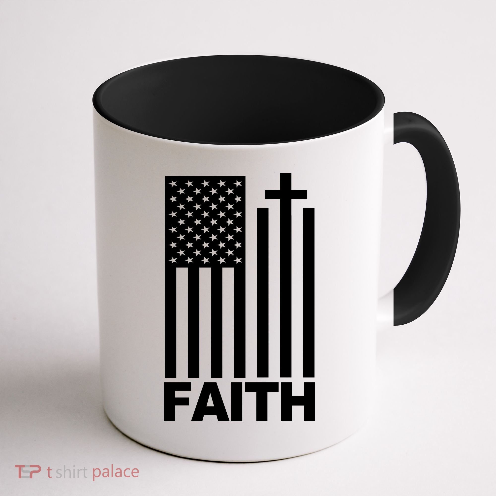 US Christian Cross Flag Faith Coffee Mug