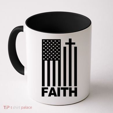 US Christian Cross Flag Faith Coffee Mug