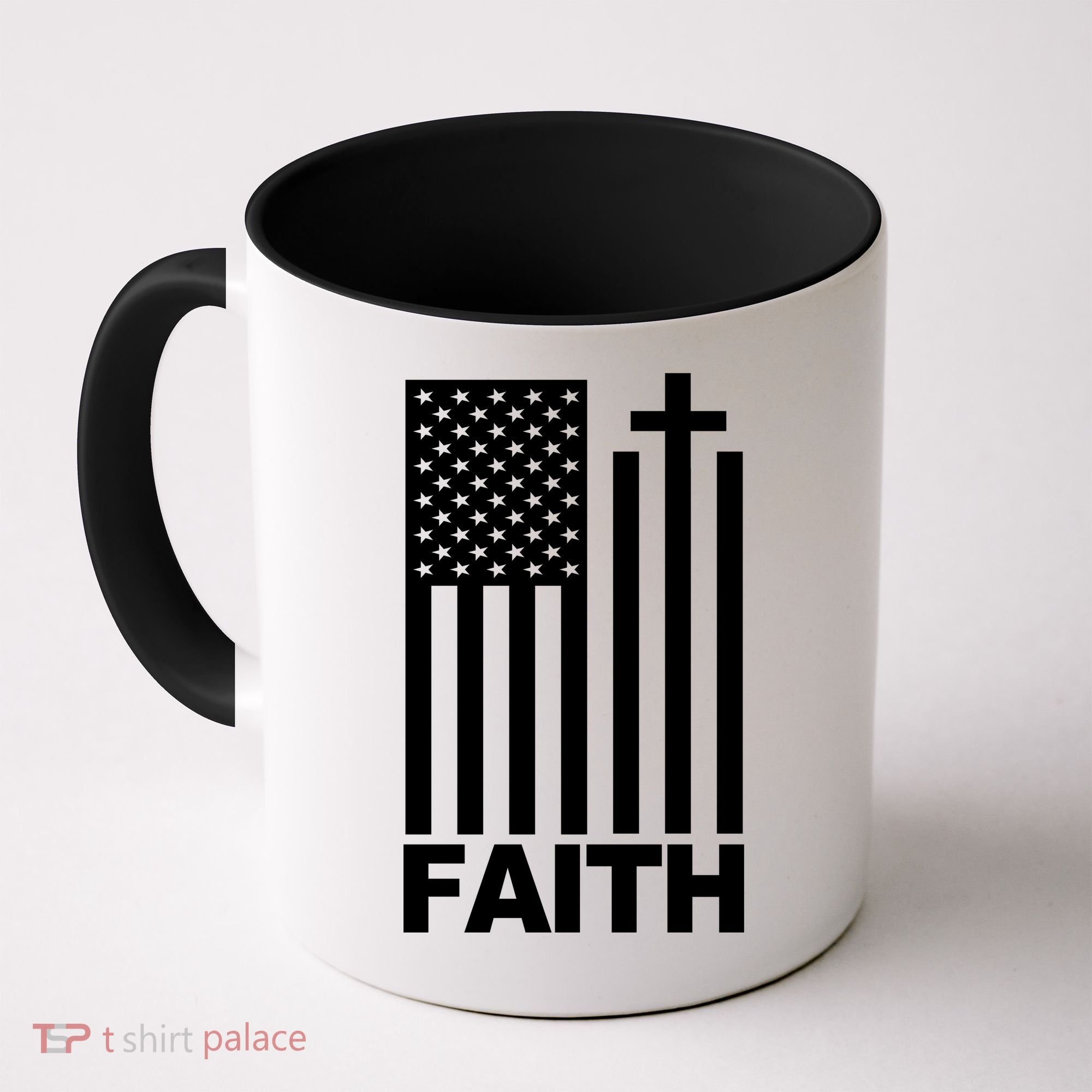 US Christian Cross Flag Faith Coffee Mug