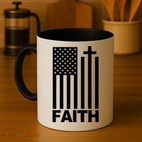 US Christian Cross Flag Faith Coffee Mug thumb 4