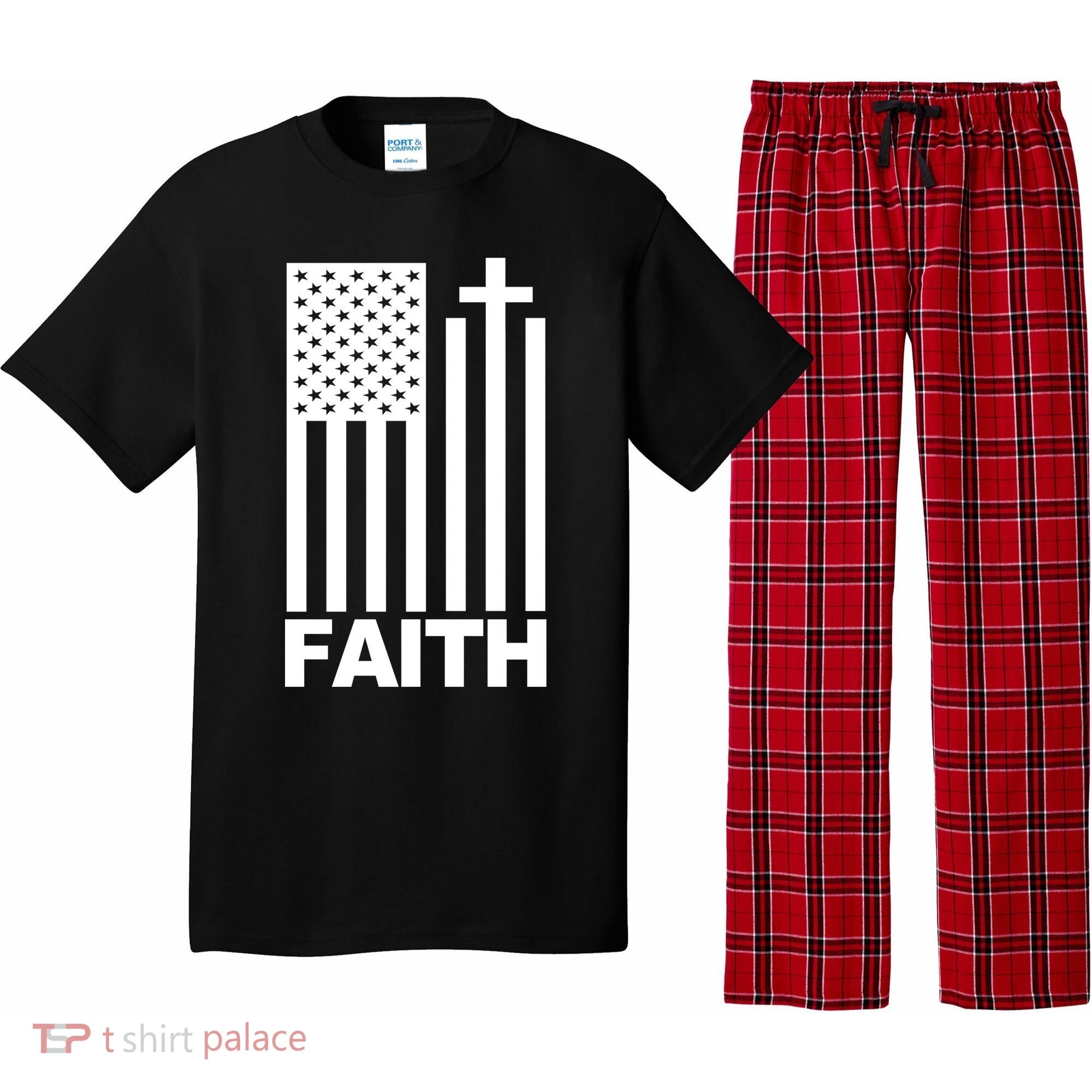 US Christian Cross Flag Faith Pajama Set