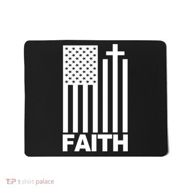US Christian Cross Flag Faith Mousepad