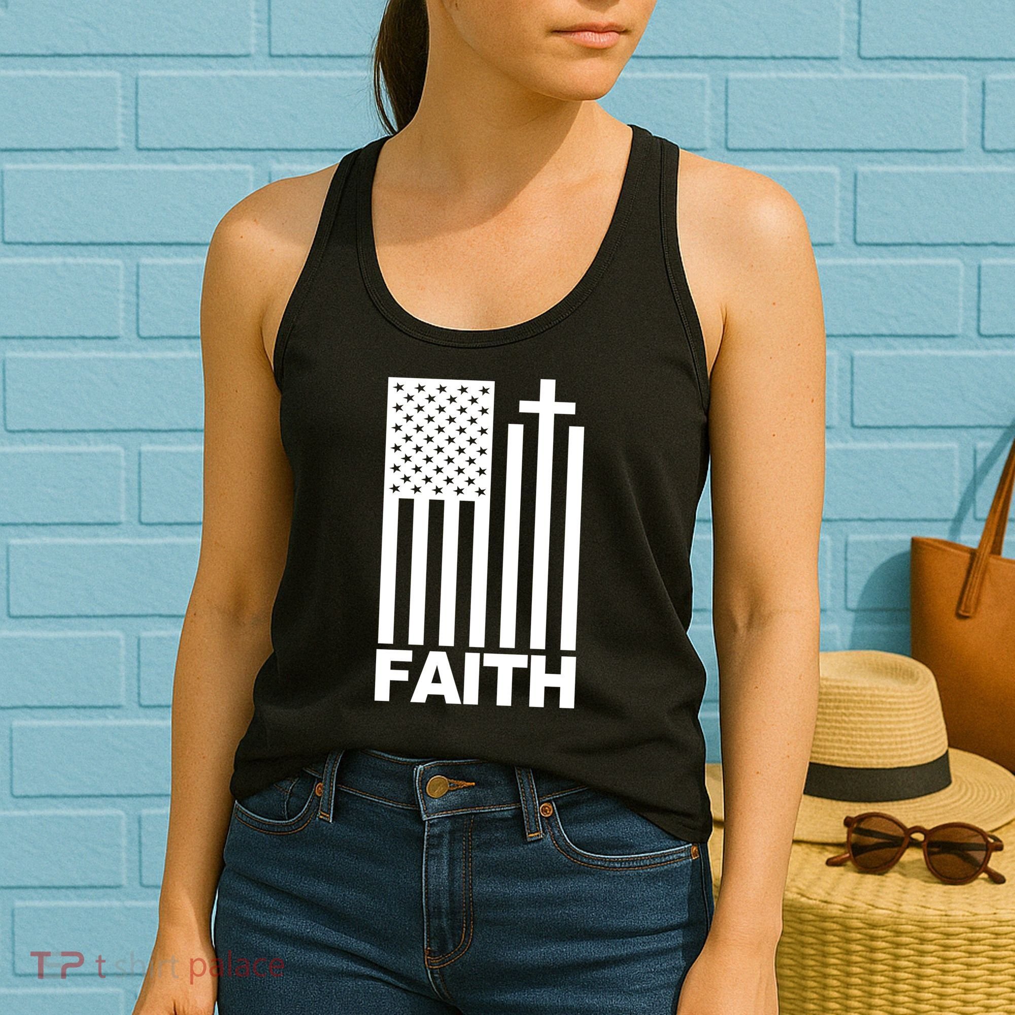 US Christian Cross Flag Faith Women's Tank Top