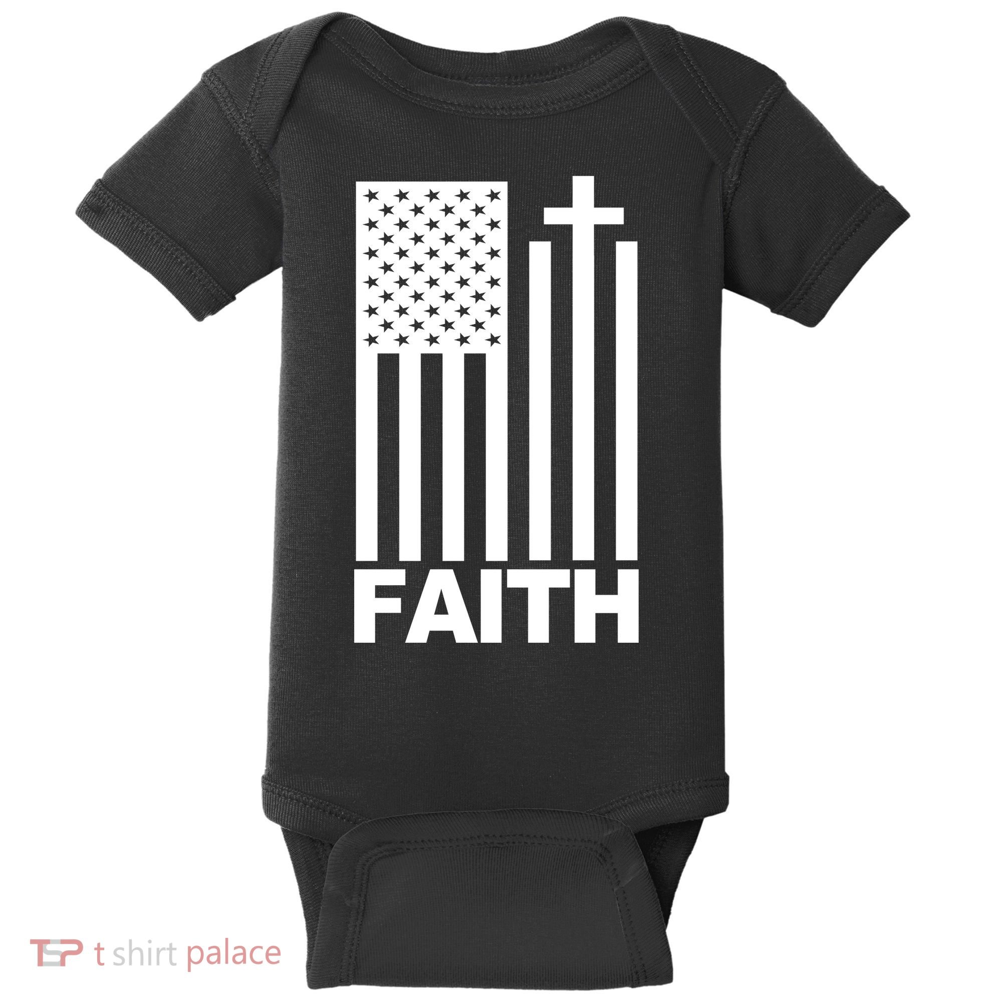 US Christian Cross Flag Faith Baby Bodysuit