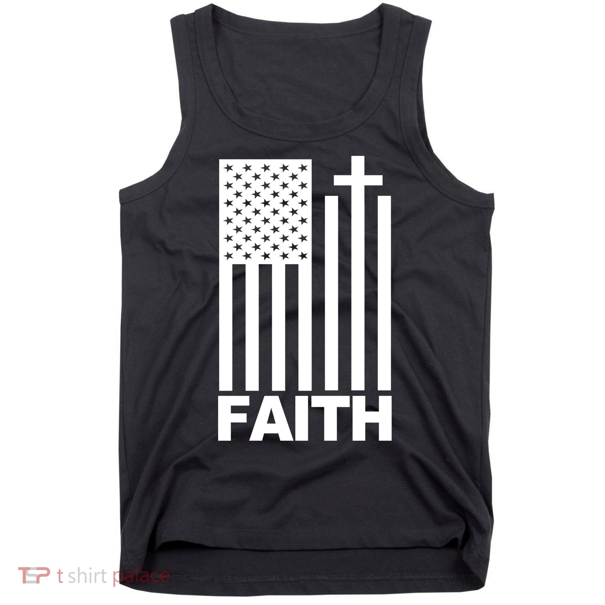 US Christian Cross Flag Faith Tank Top