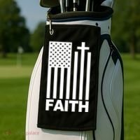 US Christian Cross Flag Faith Golf Towel thumb 2
