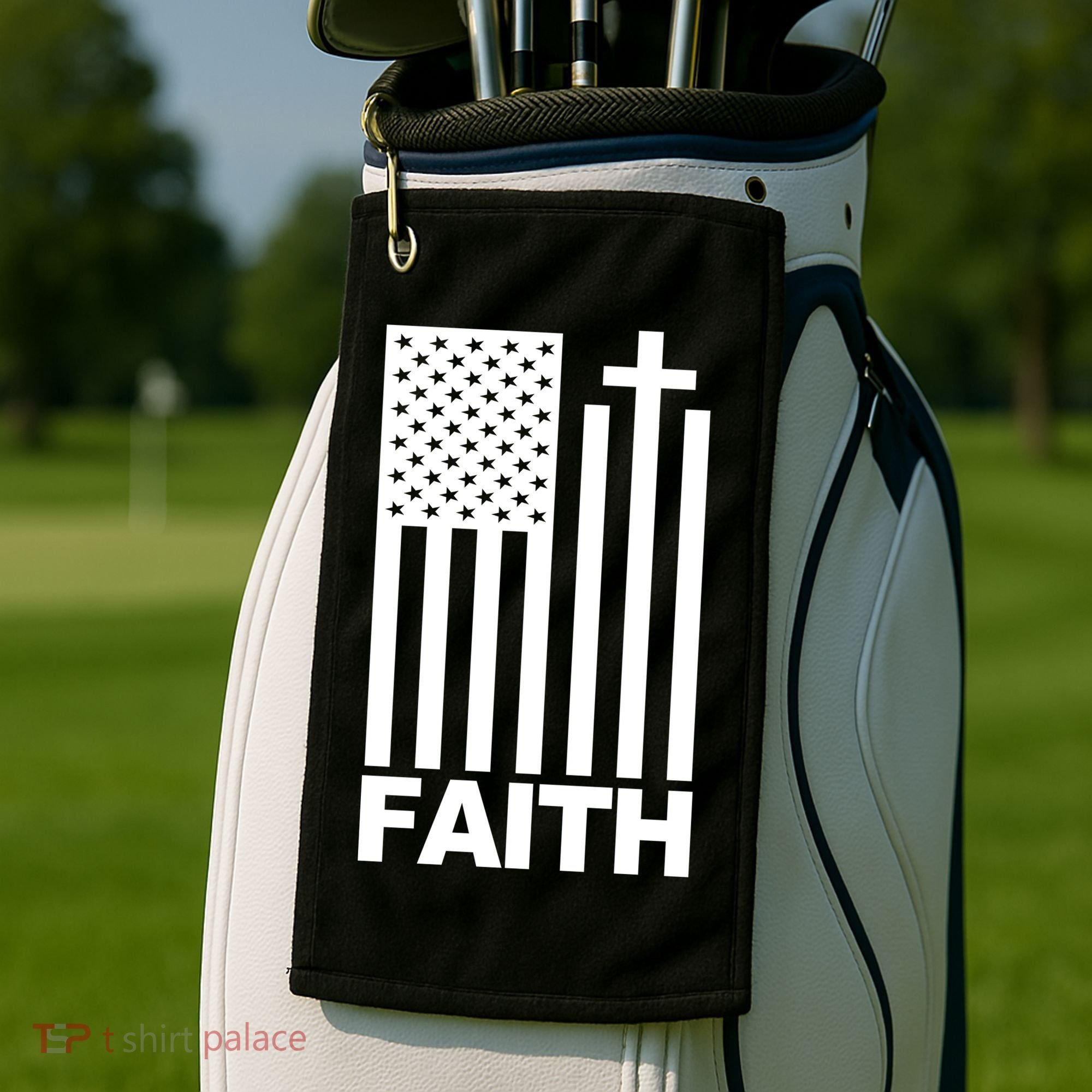 US Christian Cross Flag Faith Golf Towel
