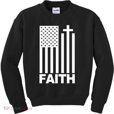 US Christian Cross Flag Faith Kids Sweatshirt
