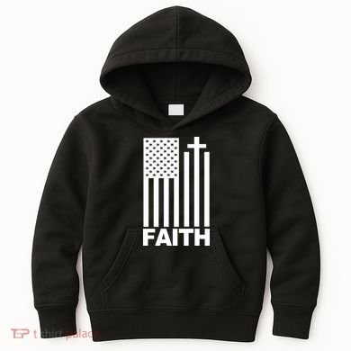 US Christian Cross Flag Faith Kids Hoodie