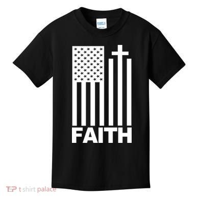 US Christian Cross Flag Faith Kids T-Shirt