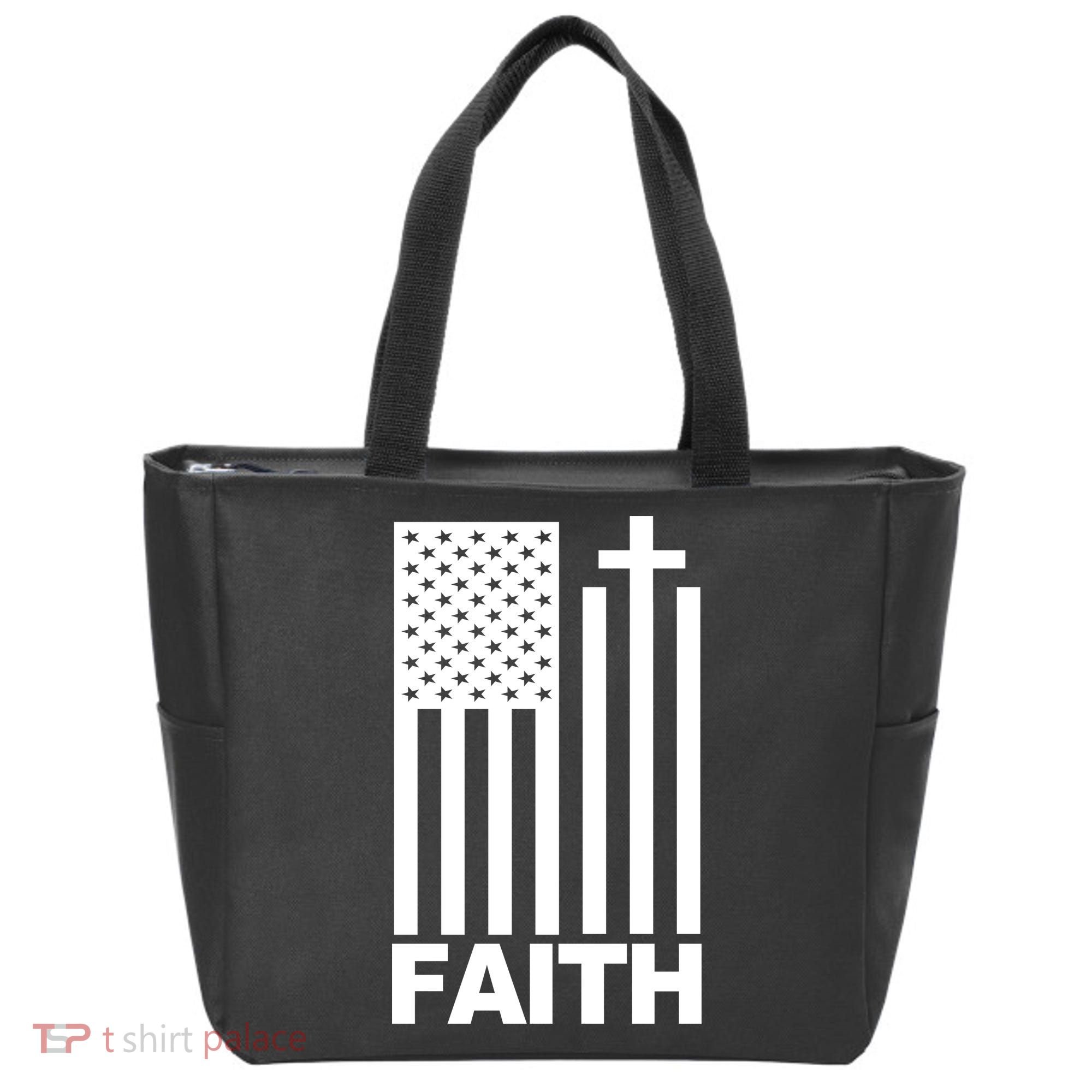 US Christian Cross Flag Faith Tote Bag