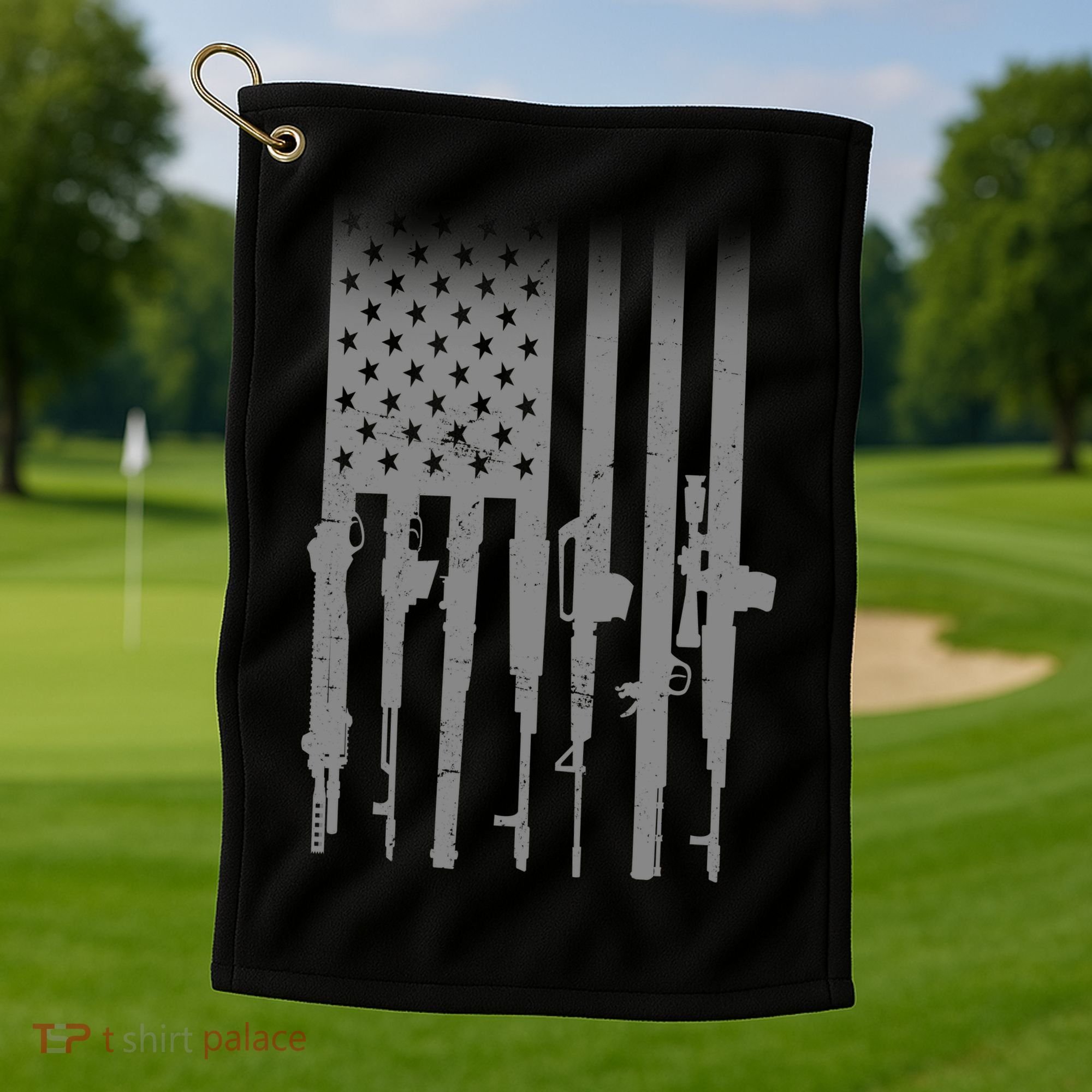 US Gun Flag Golf Towel
