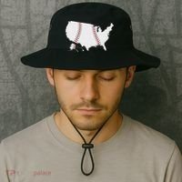 US Map American Baseball Bucket Hat thumb 2
