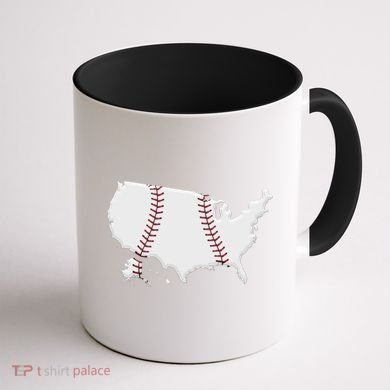 US Map American Baseball Coffee Mug back