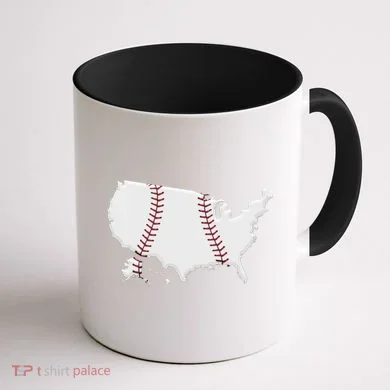 US Map American Baseball Coffee Mug back