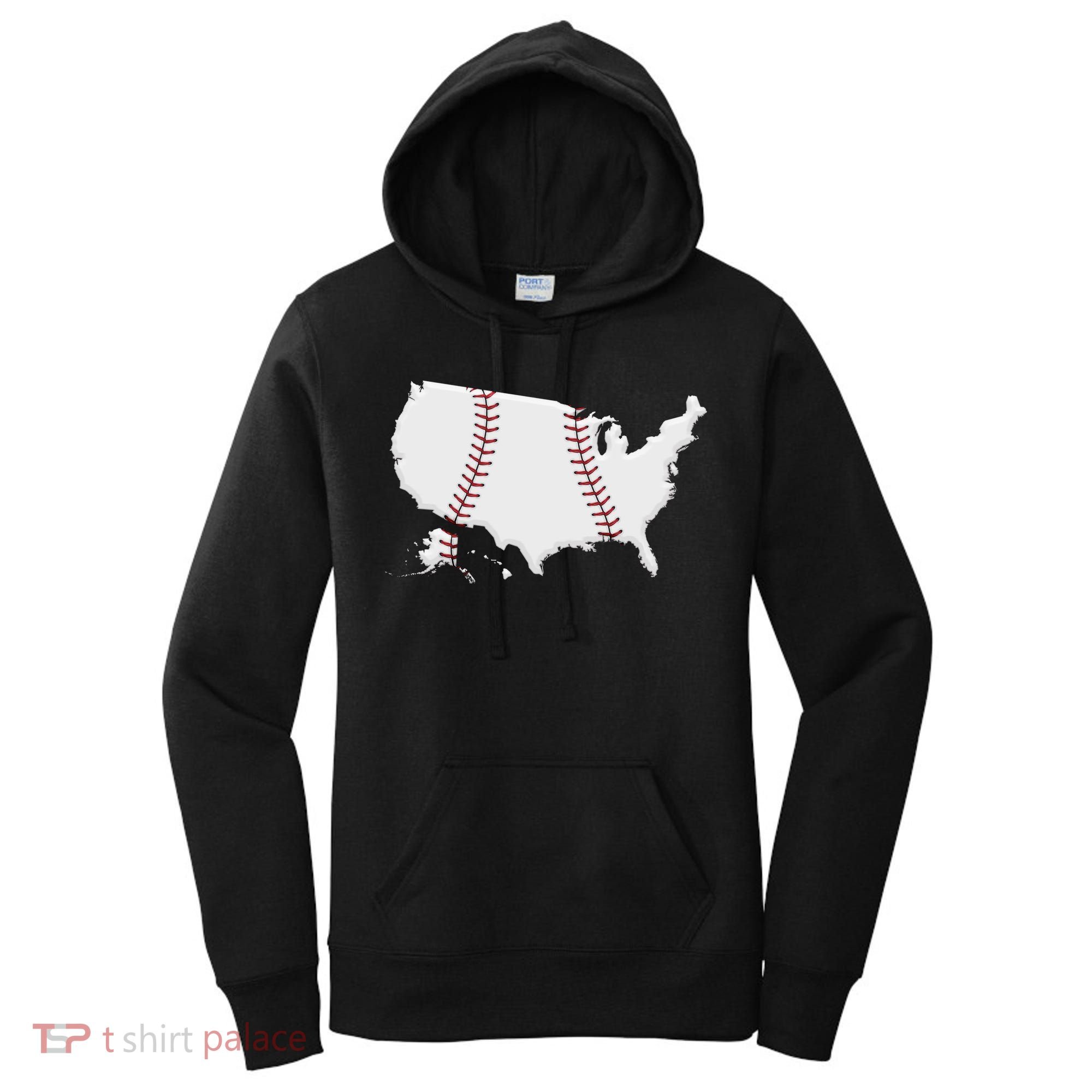 US Map American Baseball Women's Hoodie