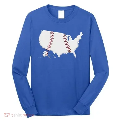 US Map American Baseball Long Sleeve Shirt