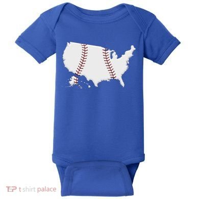 US Map American Baseball Baby Bodysuit
