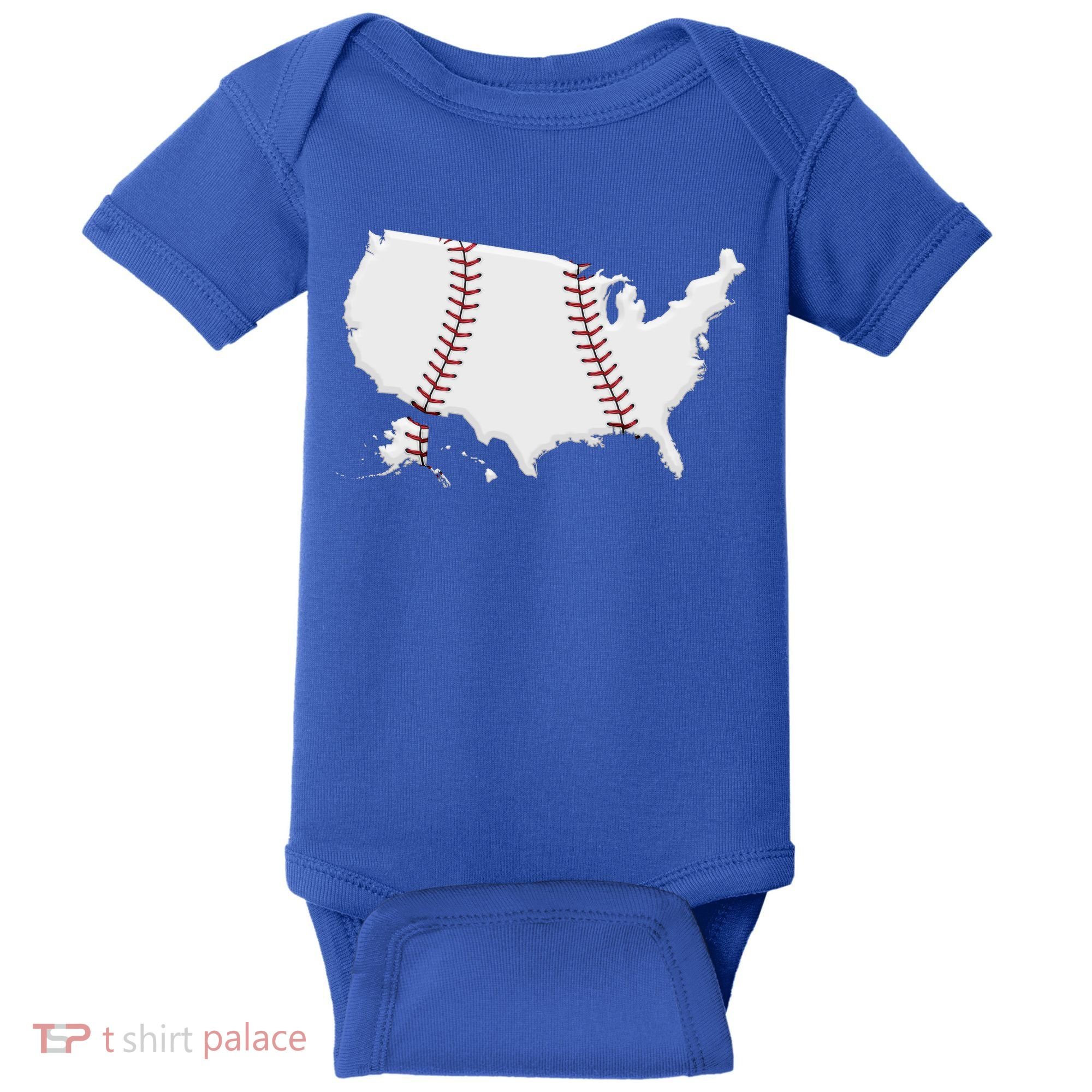 US Map American Baseball Baby Bodysuit