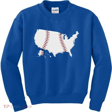 US Map American Baseball Kids Sweatshirt