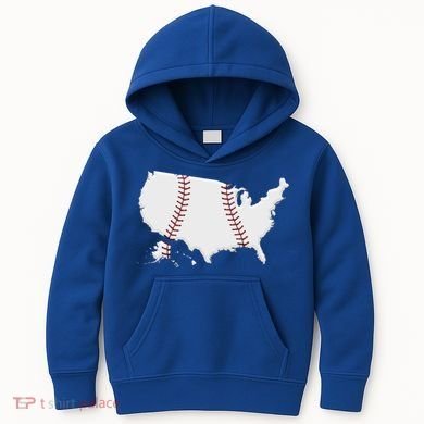 US Map American Baseball Kids Hoodie