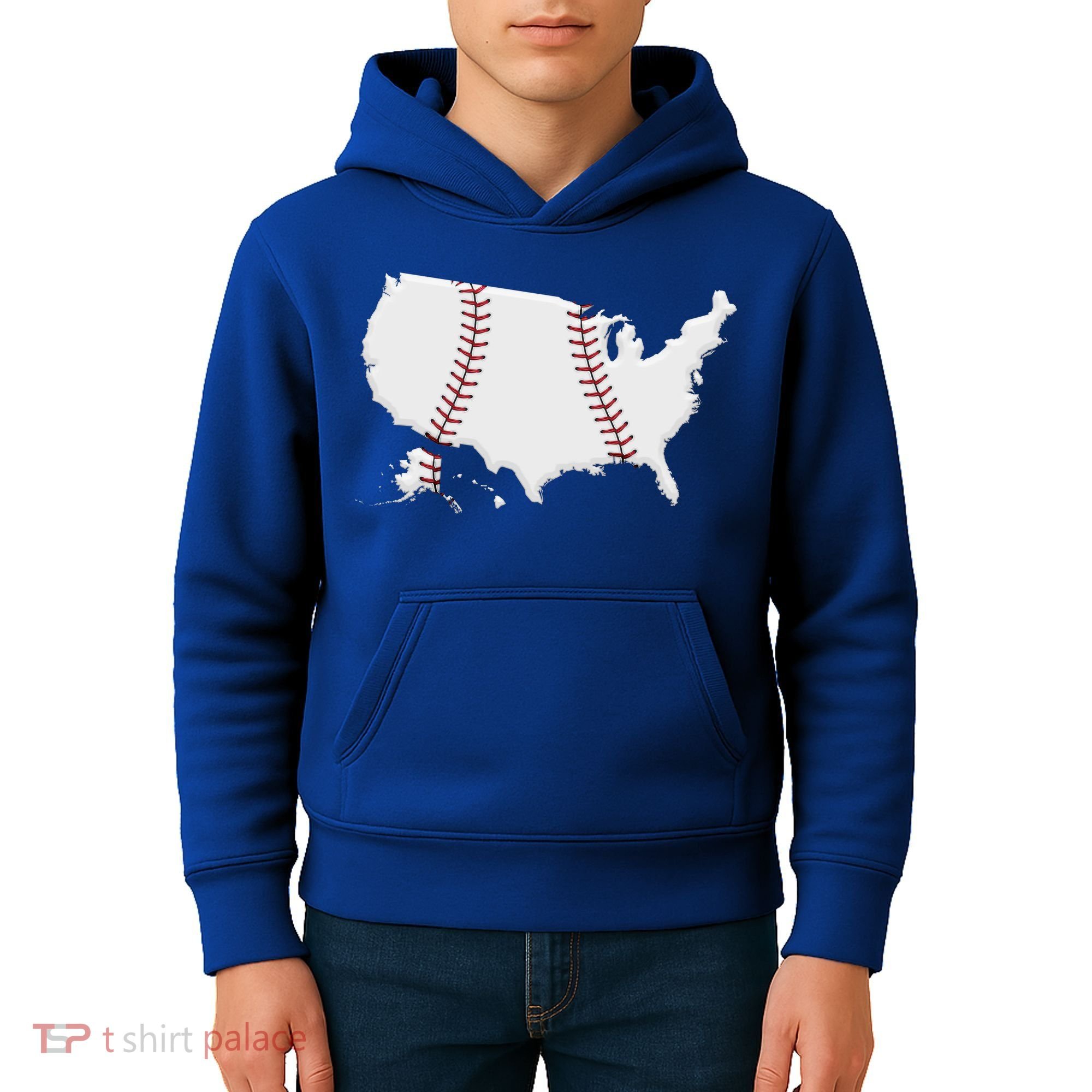 US Map American Baseball Kids Hoodie