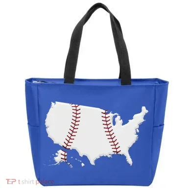 US Map American Baseball Tote Bag