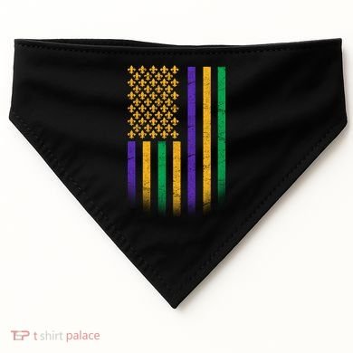 US Mardi Gras Flag Celebration USA-Made Doggie Bandana