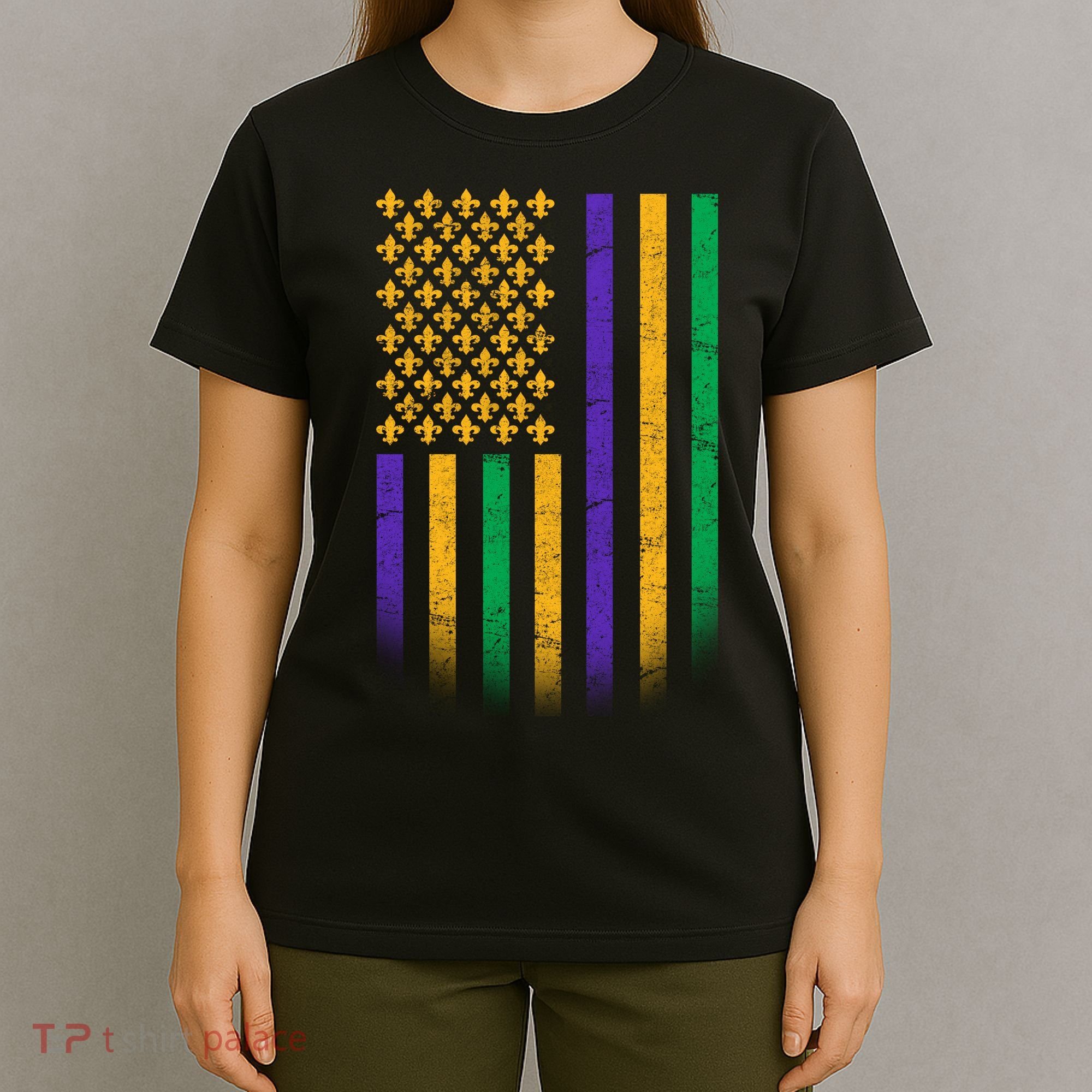 US Mardi Gras Flag Celebration T-Shirt