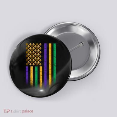 US Mardi Gras Flag Celebration Button
