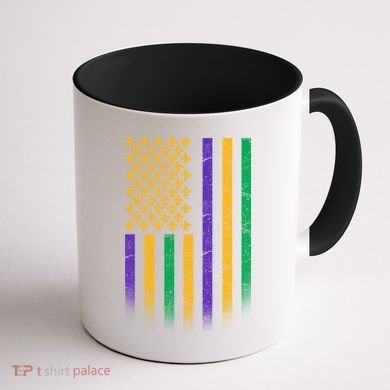 US Mardi Gras Flag Celebration Coffee Mug back