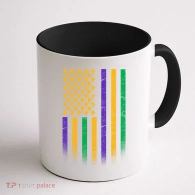 US Mardi Gras Flag Celebration Coffee Mug back