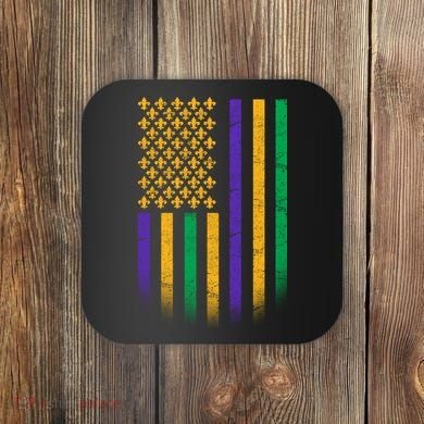 US Mardi Gras Flag Celebration Coaster