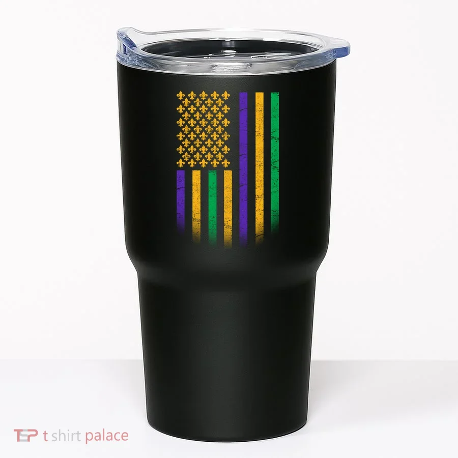 US Mardi Gras Flag Celebration Tumbler
