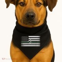 US Military Thin Line Flag USA-Made Doggie Bandana thumb 1